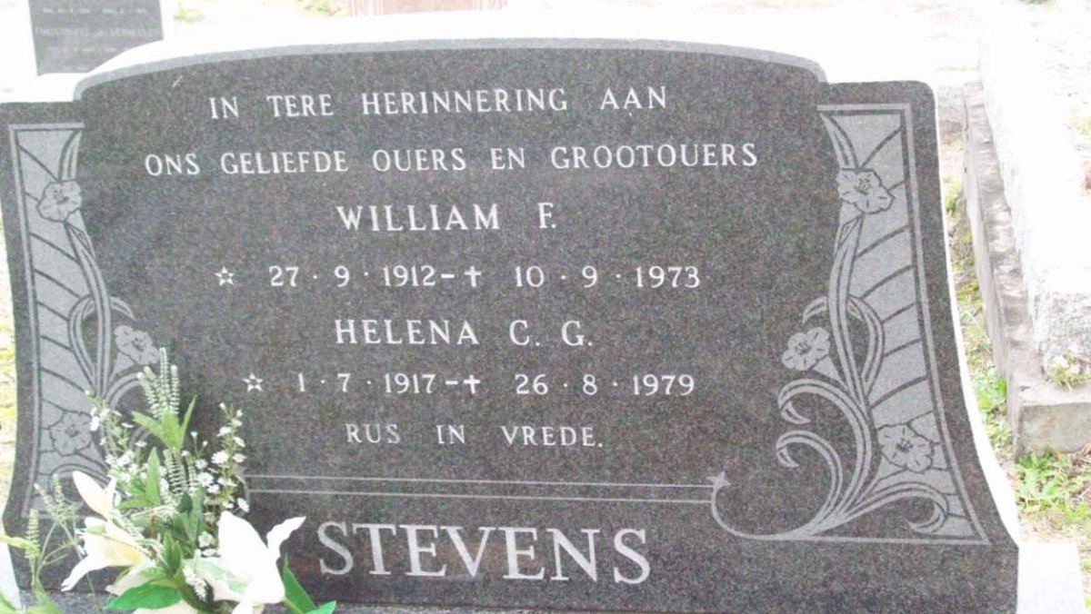 STEVENS William F. 1912-1973 &amp; Helena C.G. 1917-1979