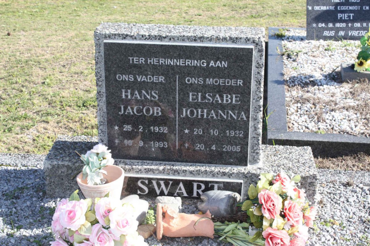SWART Hans Jacob 1932-1993 &amp; Elsabe Johanna 1932-2005