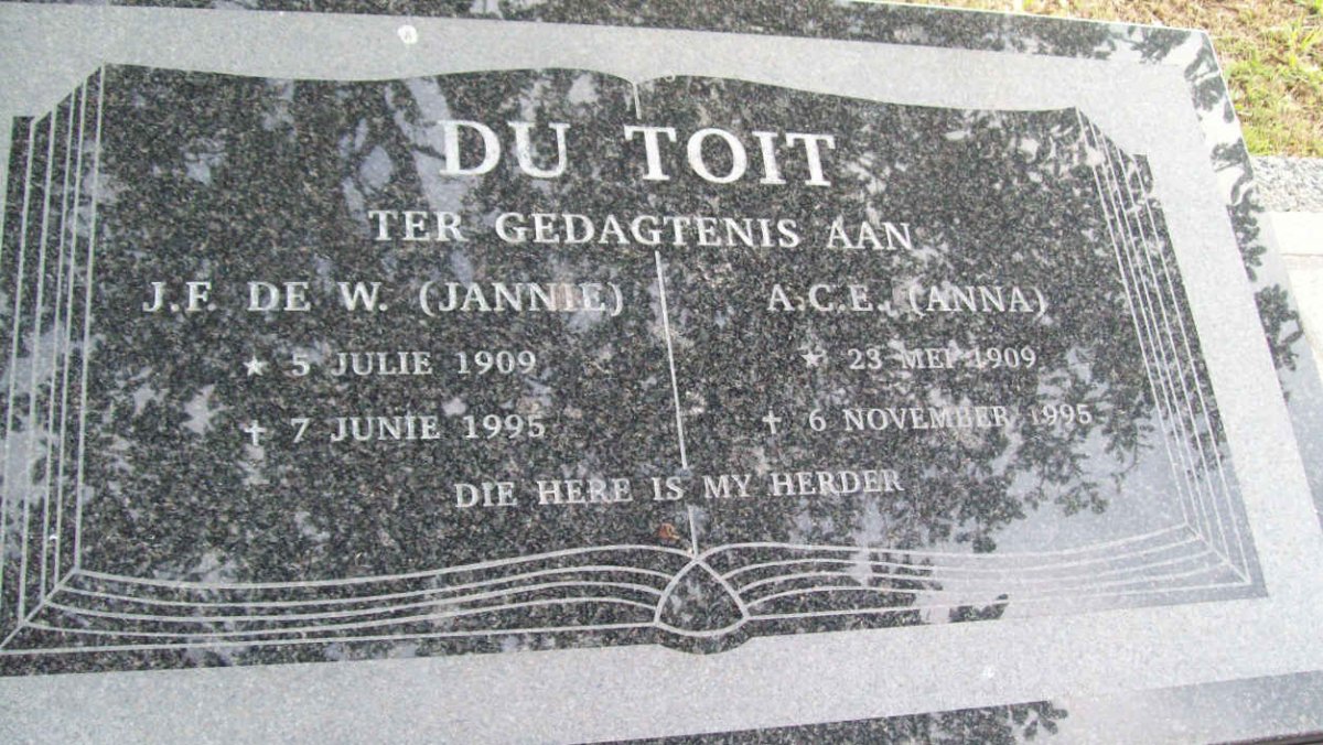 TOIT J.F. de W., du 1909-1995 &amp; A.C.E. 1909-1995