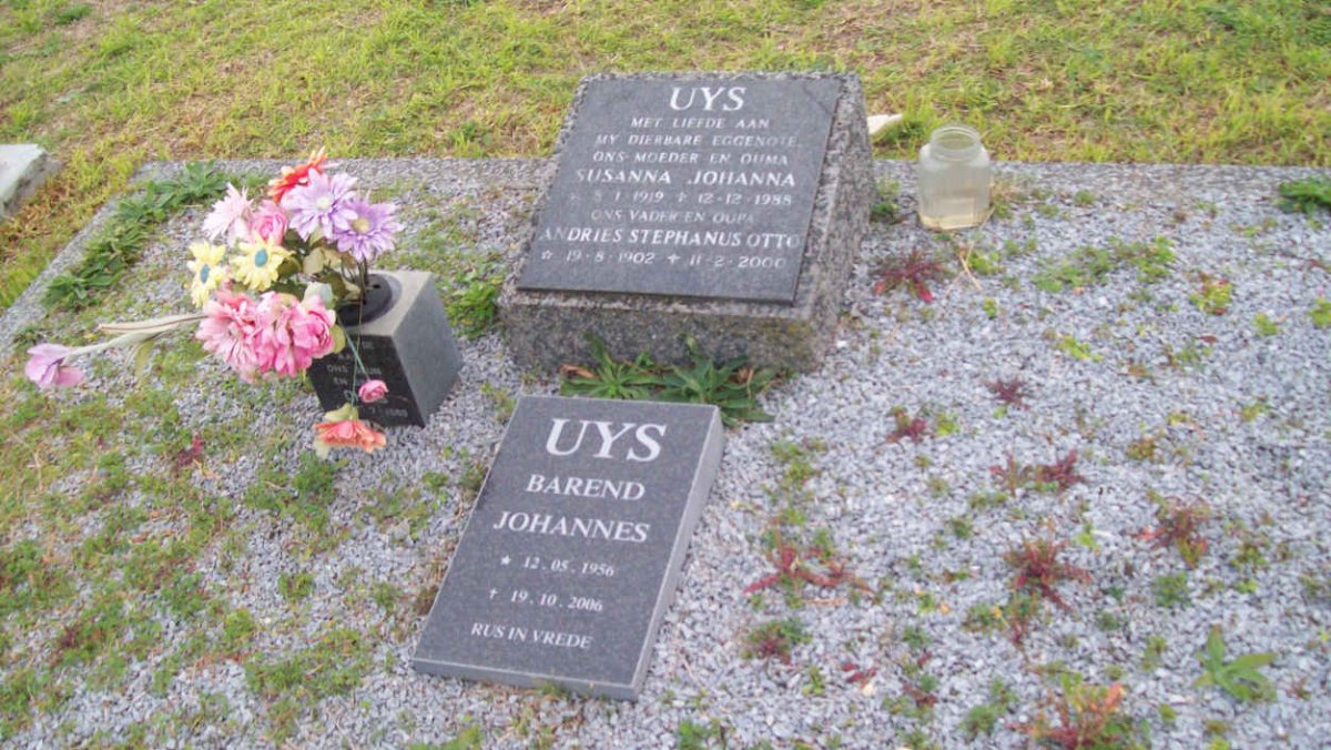UYS Andries Stephanus Otto 1902-2000 &amp; Susanna Johanna 1919-1988 :: UYS Barend Johannes 1956-2006