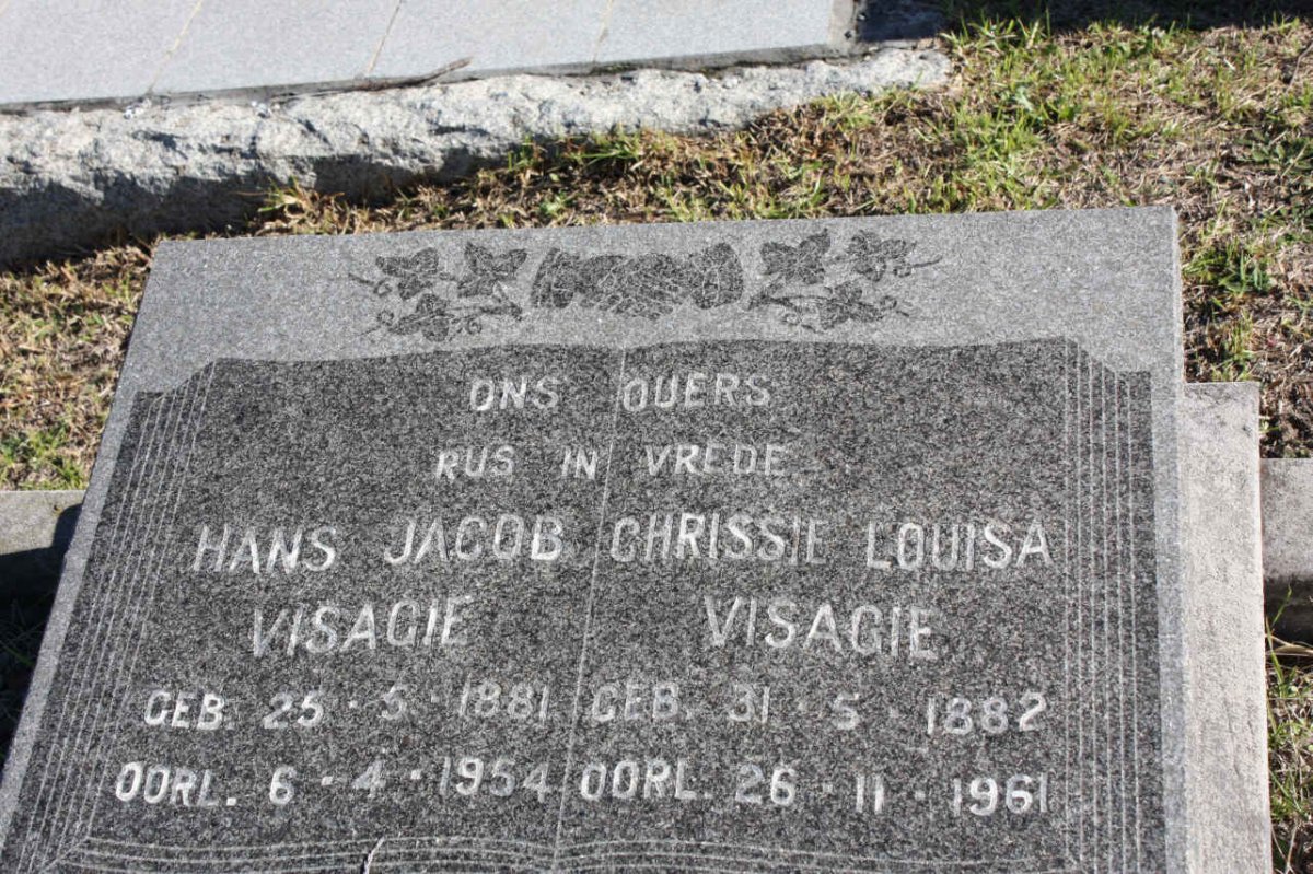 VISAGE Hans Jacob 1881-1954 &amp; Chrissie Louisa 1882-1961