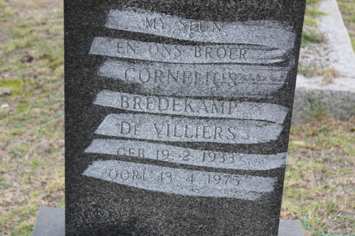 VILLIERS Cornelius Bredekamp, de 1933-1975