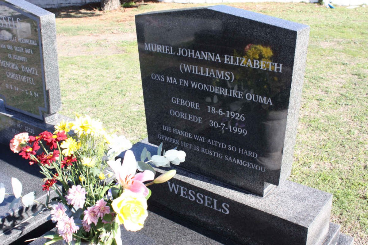 WESSELS Muriel Johanna Elizabeth nee WILLIAMS 1926-1999