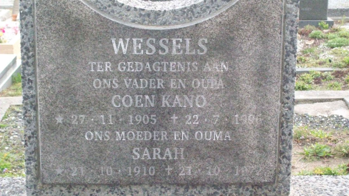 WESSELS Coen Kano 1905-1996 &amp; Sarah 1910-1972