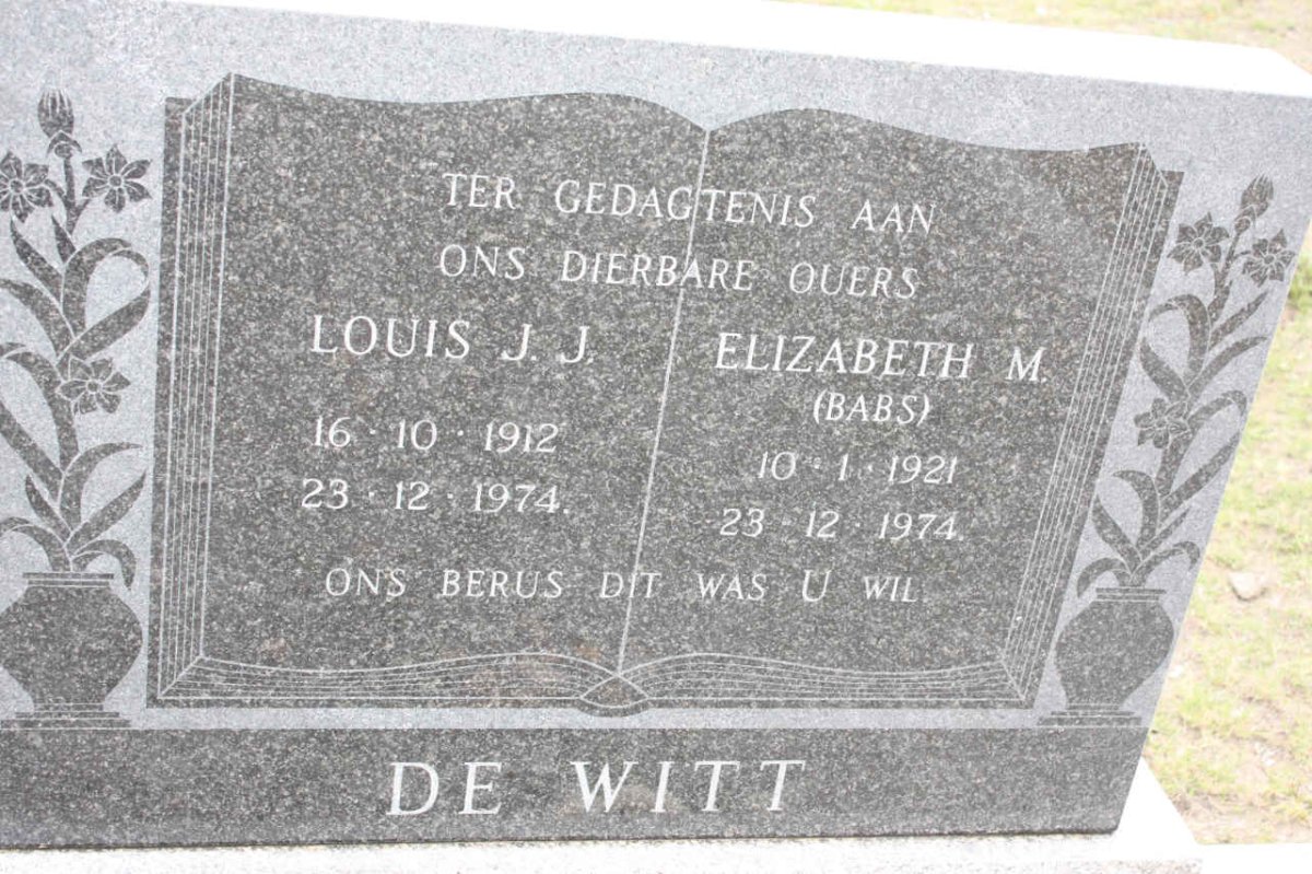 WITT Louis J.J., de 1912-1974 &amp; Elizabeth M. 1921-1974