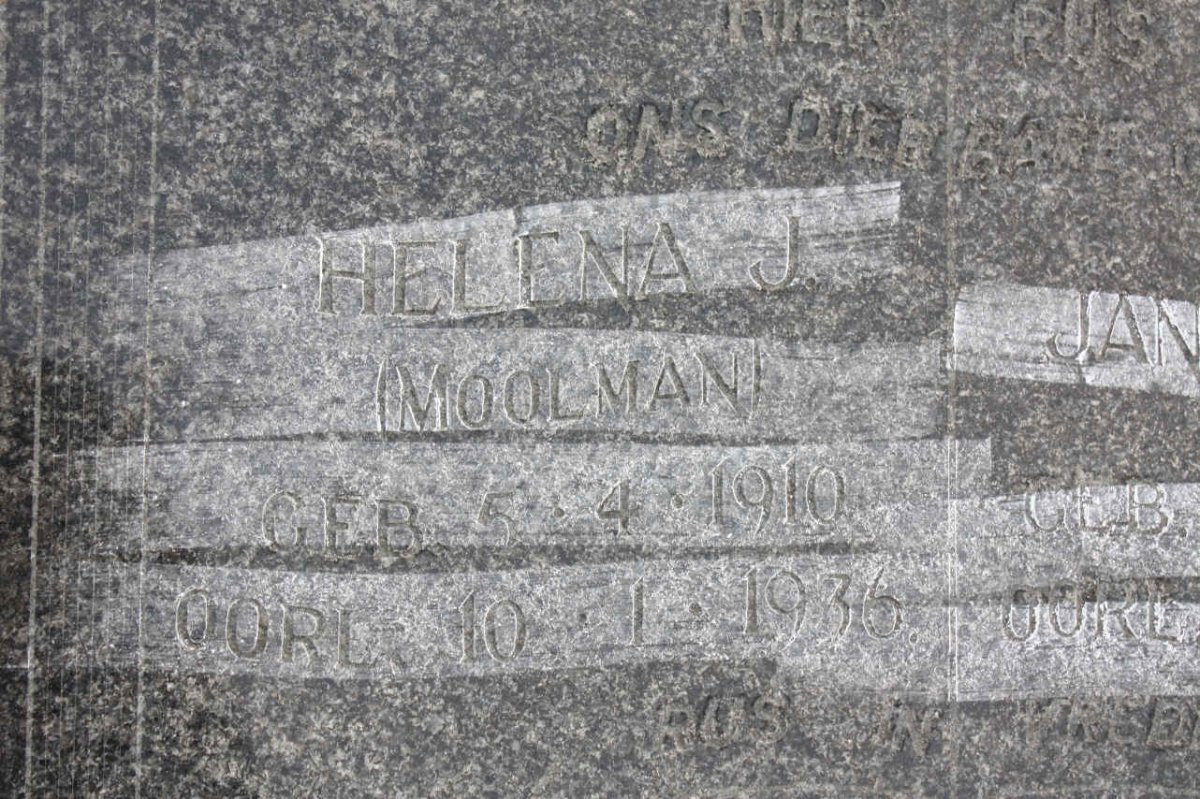 WESSELS Helena J. nee MOOLMAN 1910-1936