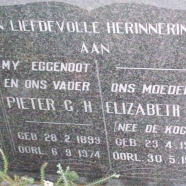 ? Pieter G.H. 1899-1974 & Elizabeth E.J. DE KOCK 1905-1987