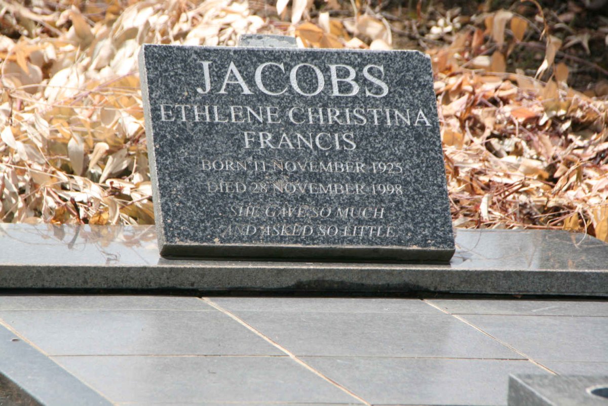 JACOBS Ethlene Christina Francis 1925-1998