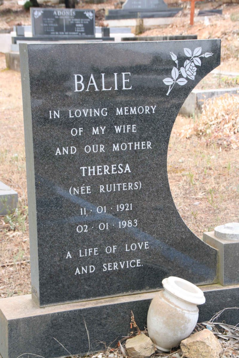 BALIE Theresa nee RUITERS 1921-1983