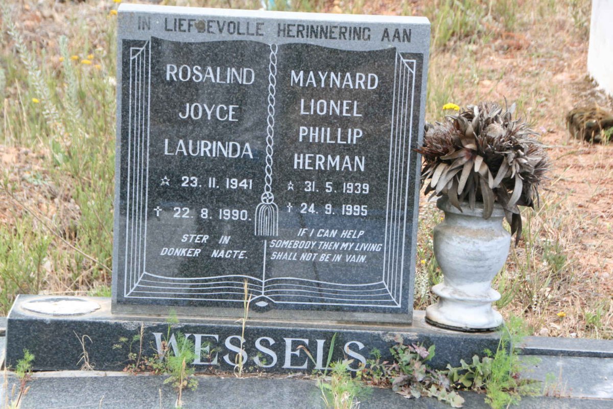 WESSELS Maynard Lionel Phillip Herman 1939-1995 & Rosalind Joyce Laurinda 1941-1990