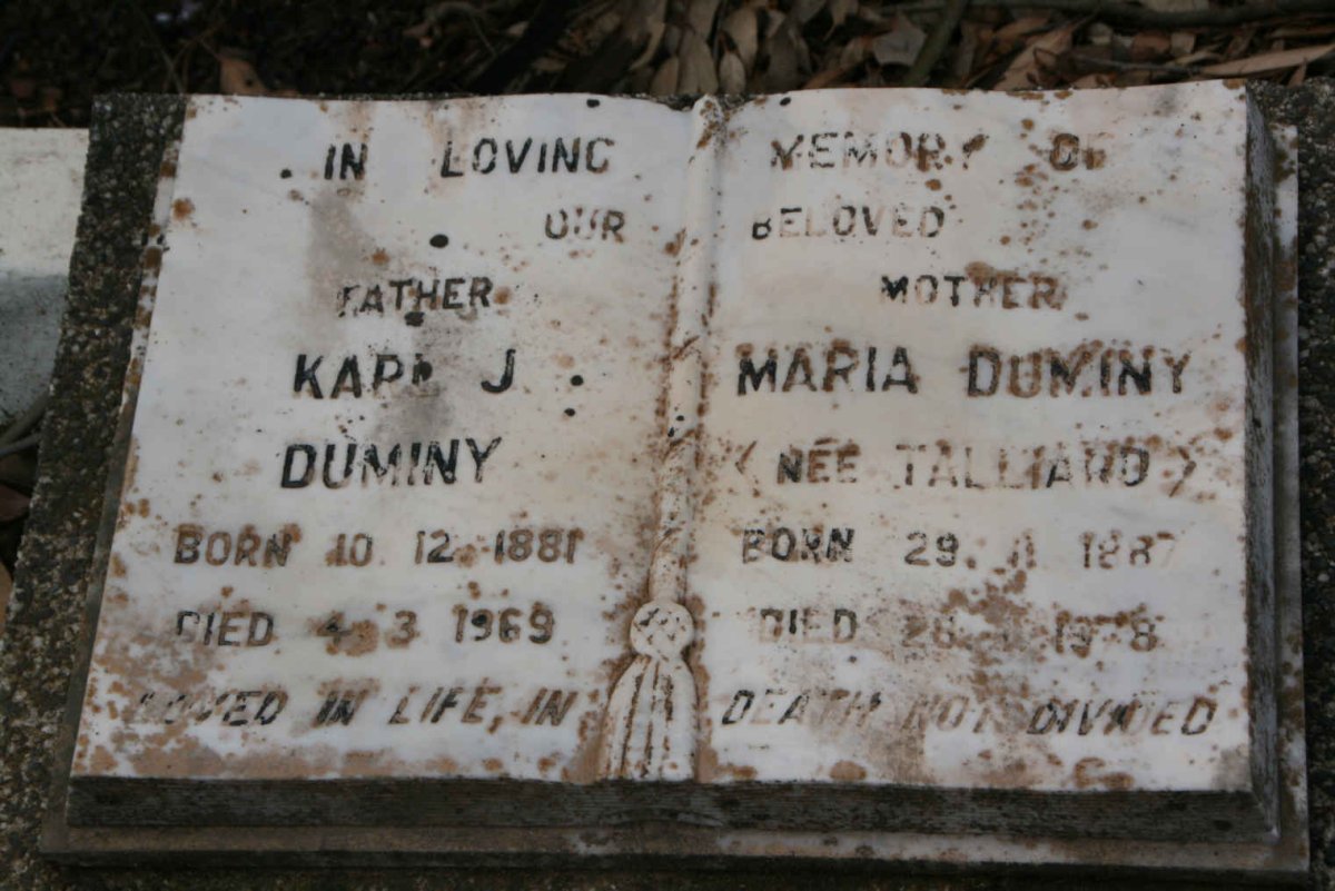 DUMINY Karl J. 1881-1969 & Maria TALLIARD 1887-1978