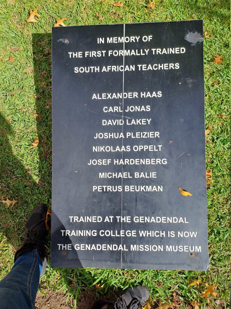 3. MEMORIAL OF SOUTH AFRICAN TEACHERS TRAINED AT GENADENDAL TRAINING COLLEGE