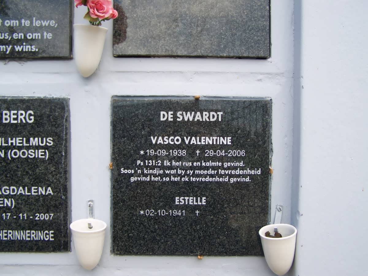 SWARDT Vasco Valentine, de 1938-2006 &amp; Estelle 1941-