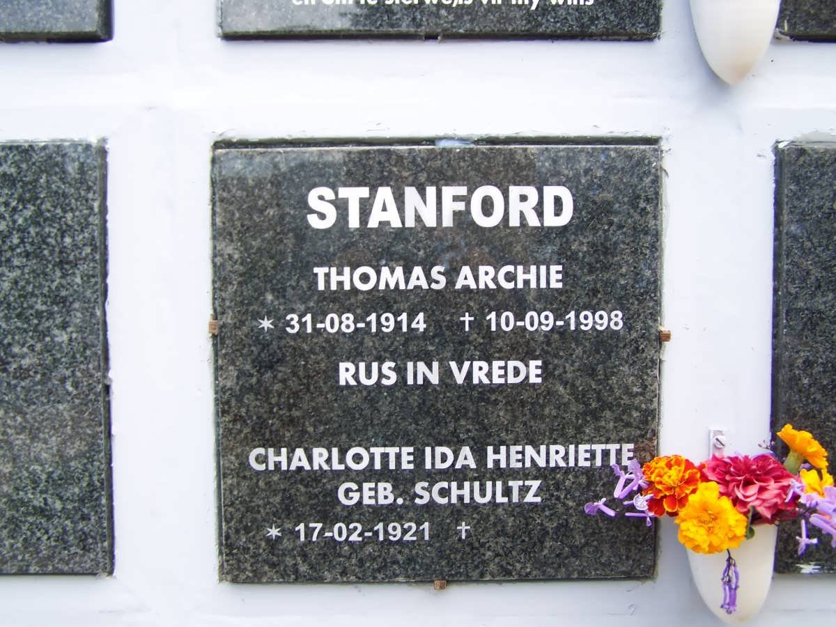 STANFORD Thomas Archie 1914-1998 &amp; Charlotte Ida Henriette SCHULTZ 1921-