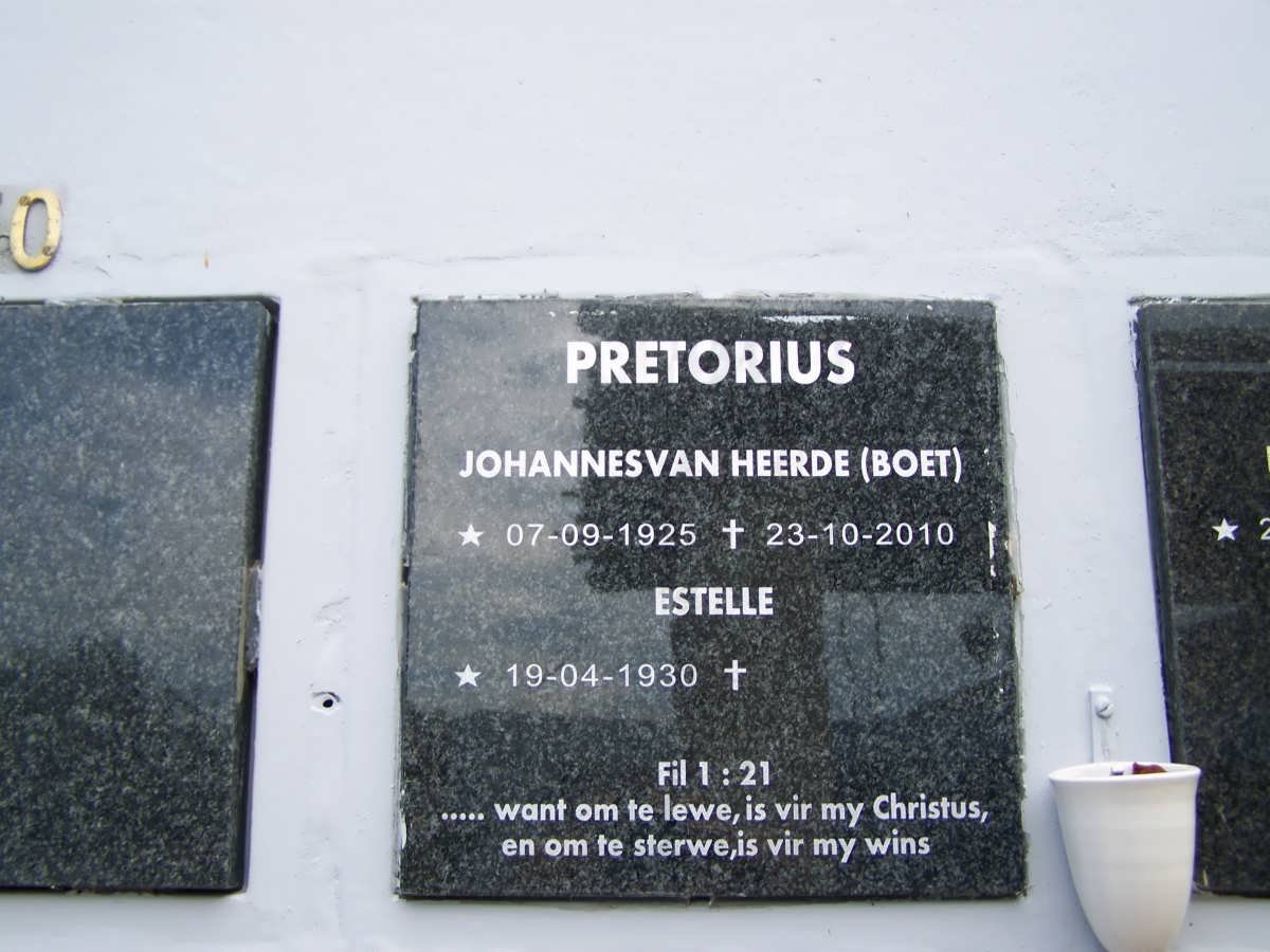 PRETORIUS Johannes van Heerde 1925-2010 &amp; Estelle 1930-