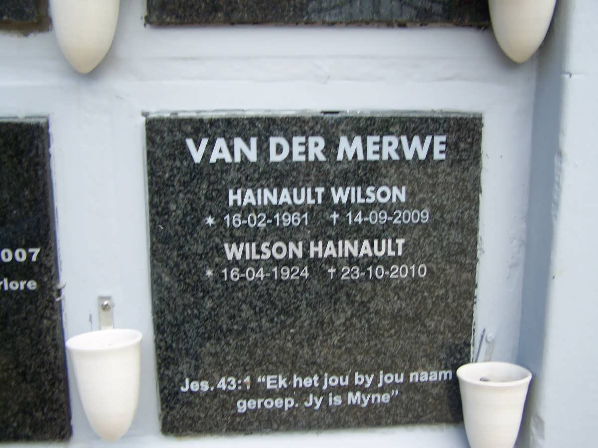 MERWE Wilson Hainault, van der 1924-2010 :: VAN DER MERWE Hainault Wilson 1961-2009