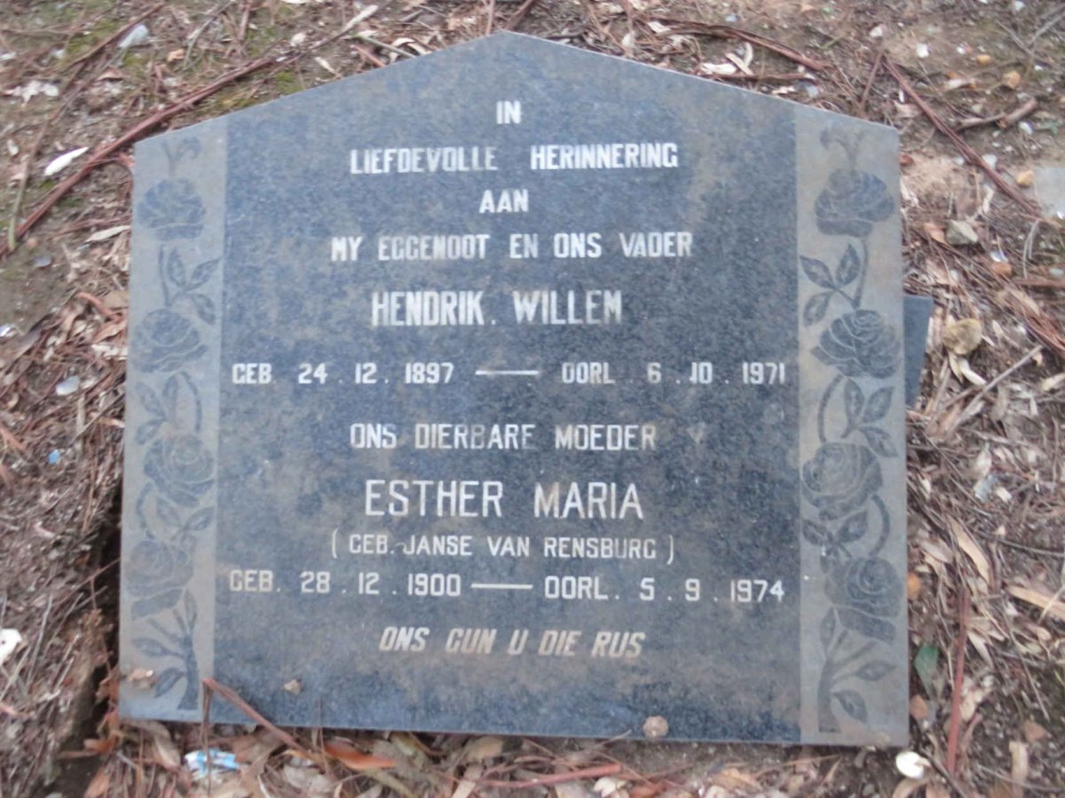 ? Hendrik Willem 1897-1971 & Esther Maria JANSE VAN RENSBURG 1900-1974