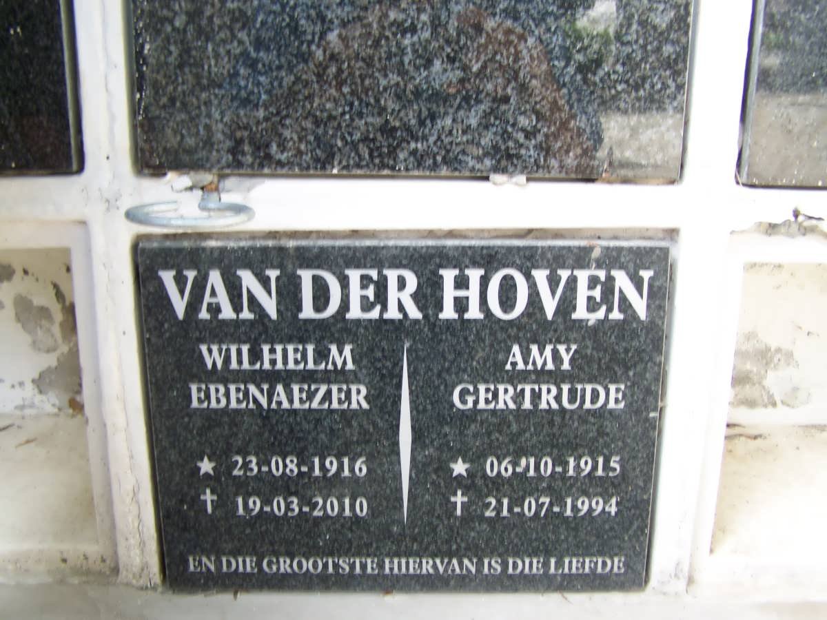 HOVEN Wilhelm Ebenaezer, van der 1916-2010 &amp; Amy Gertrude 1915-1994