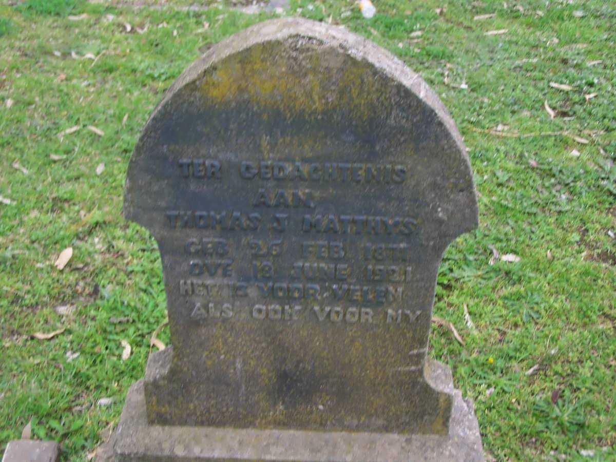 MATTHYS Thomas J. 1871-1921