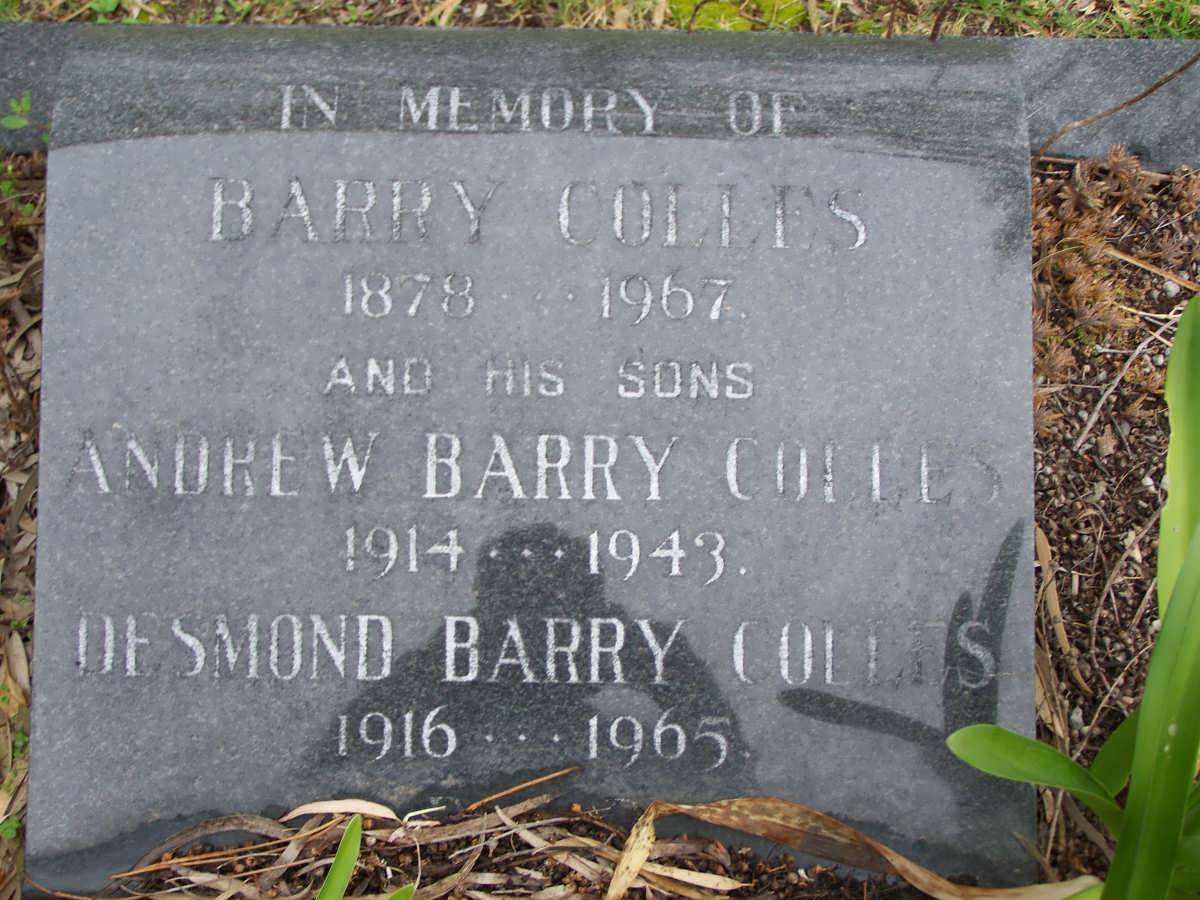 COLLES Barry 1878-1967 :: COLLES Andrew Barry 1914-1943 :: COLLES Desmond Barry 1978-1967