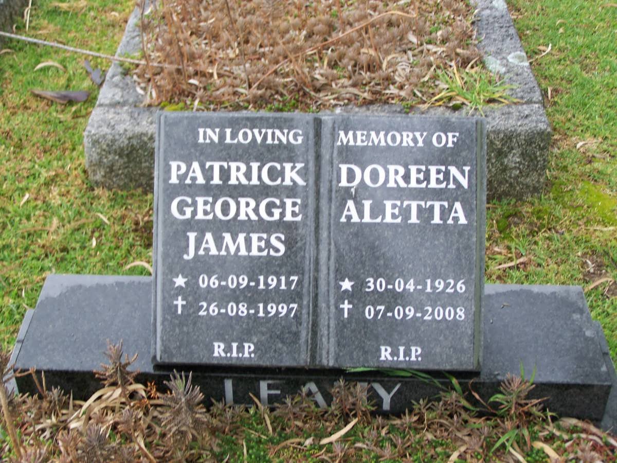 LEAMY Patrick George James 1917-1997 &amp; Doreen Aletta 1926-2008