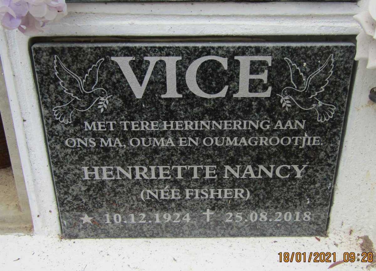 VICE Henriette Nancy nee FISHER 1924-2018