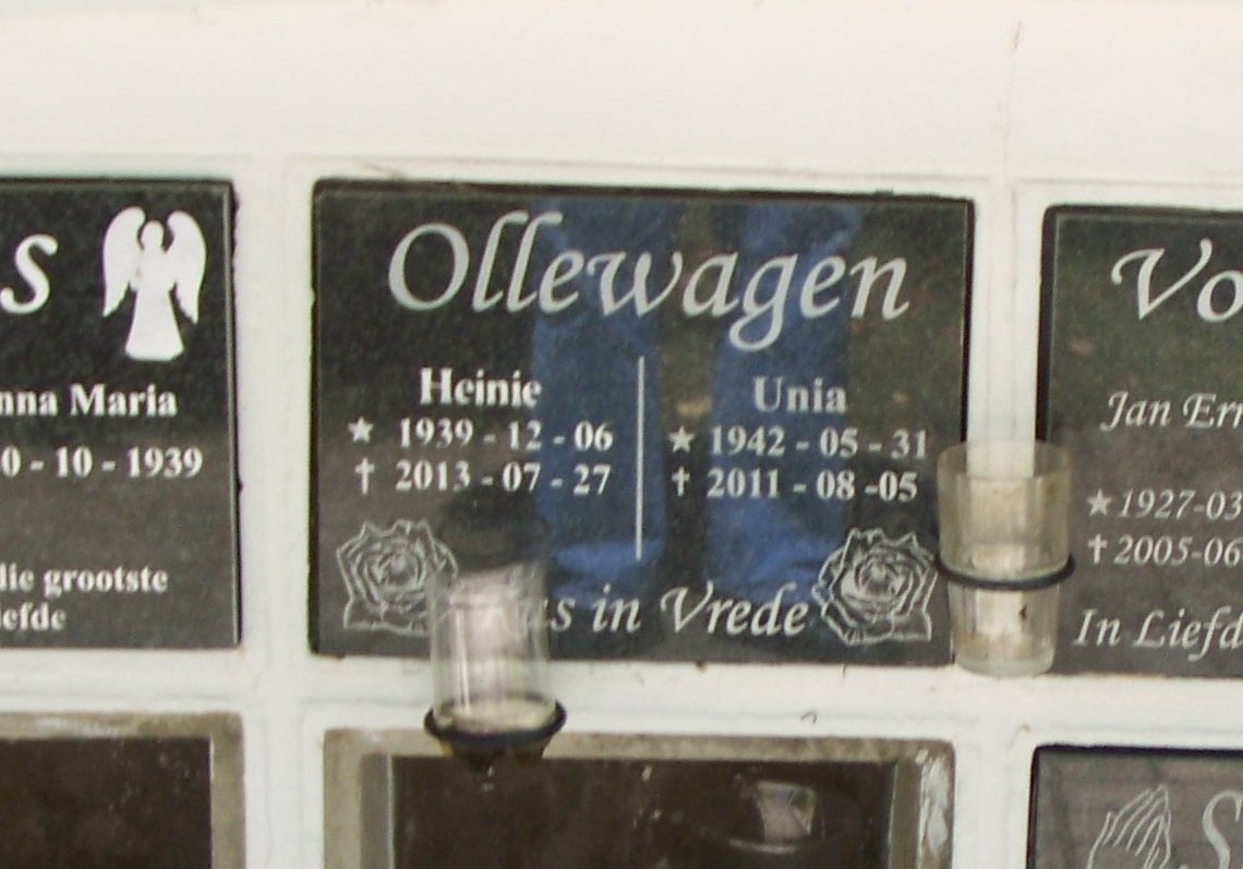 OLLEWAGEN Heinie 1939-2013 &amp; Unia 1942-2011