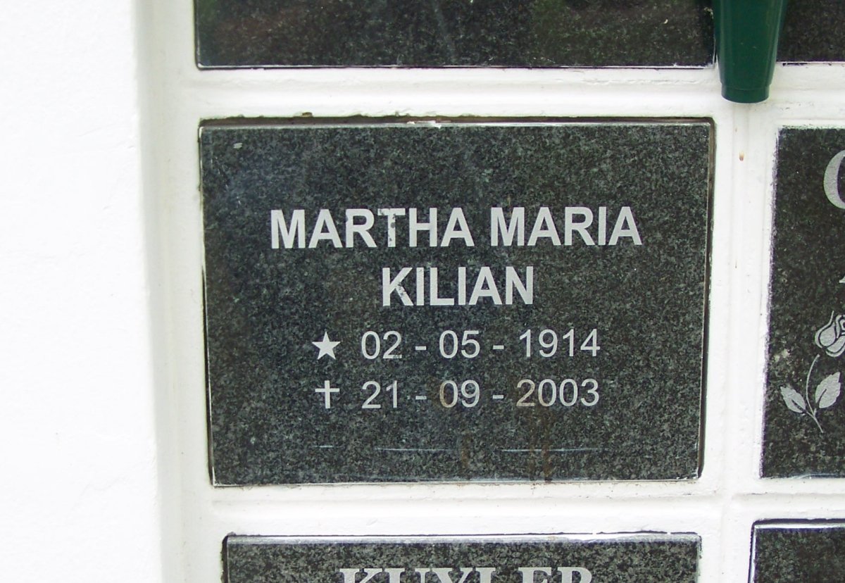 KILIAN Martha Maria 1914-2003