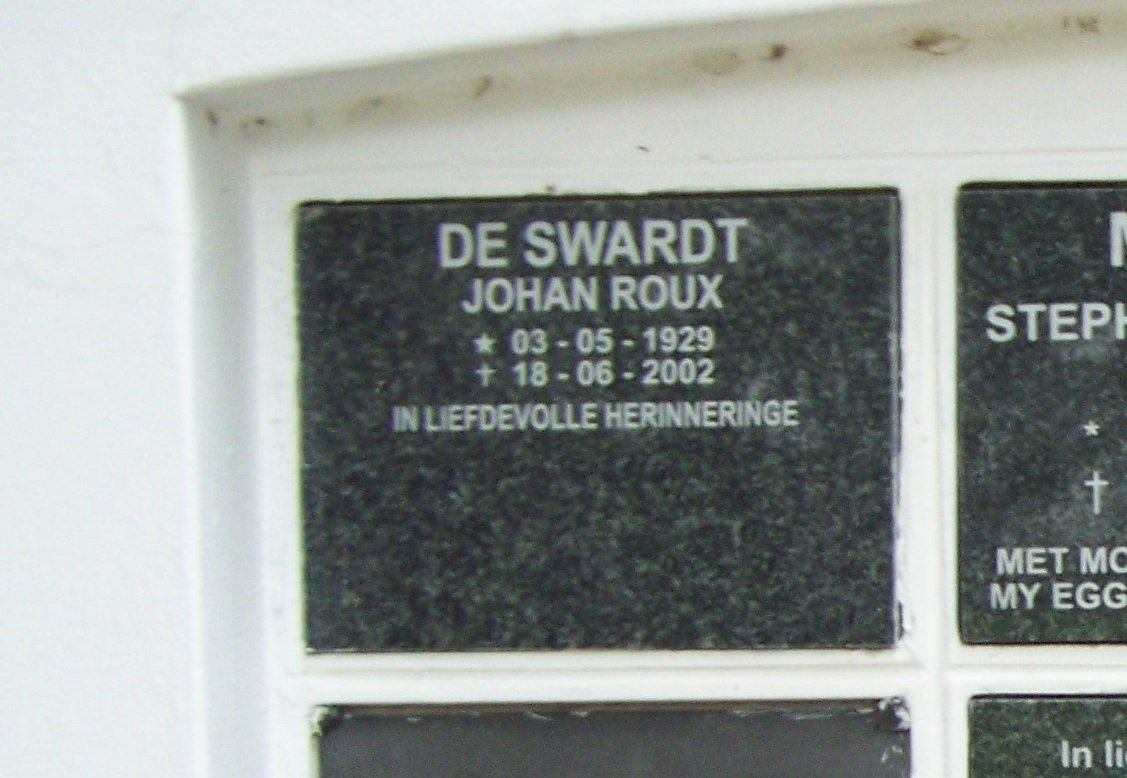 SWARDT Johan Roux, de 1929-2002