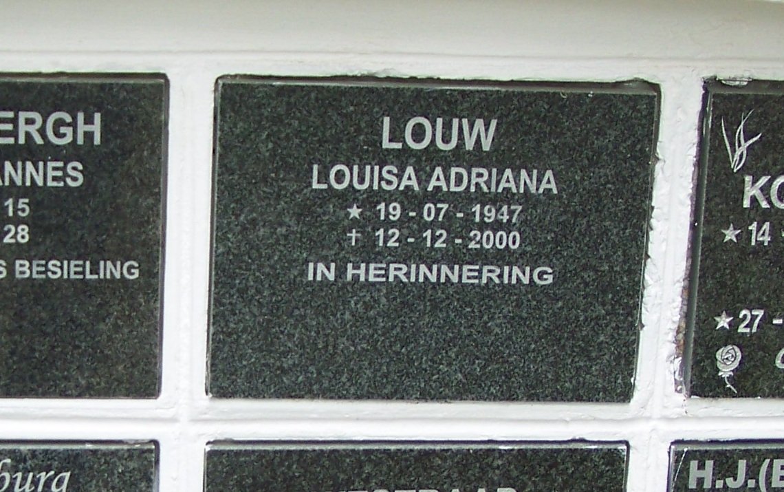 LOUW Louisa Adriana 1947-2000