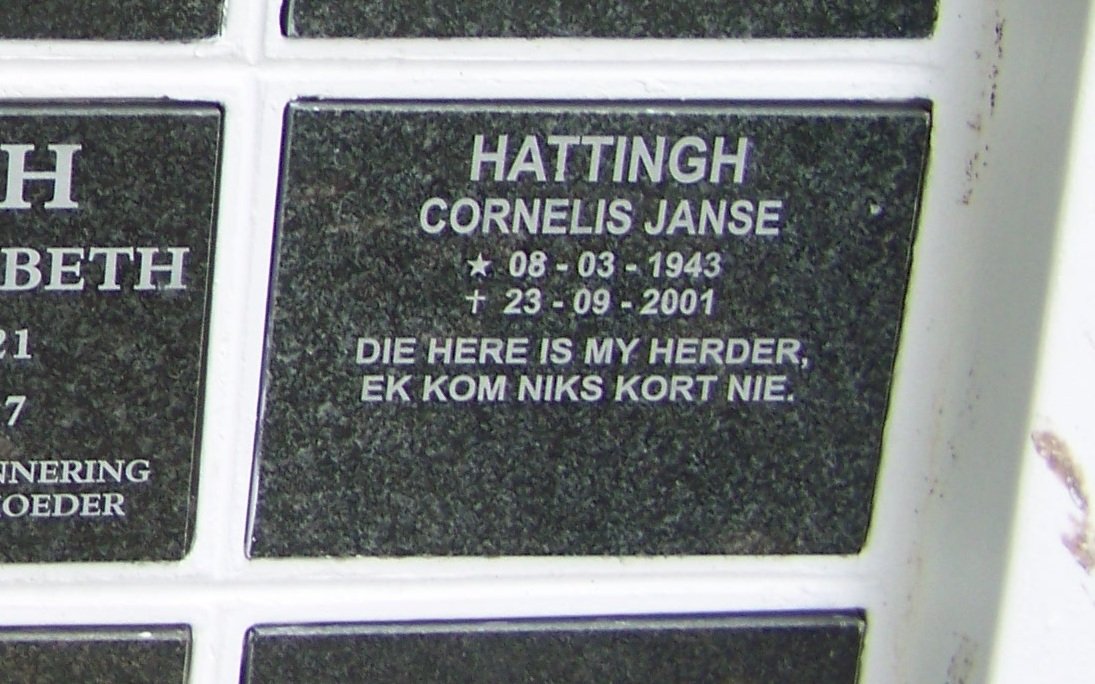 HATTINGH Cornelis Janse 1943-2001