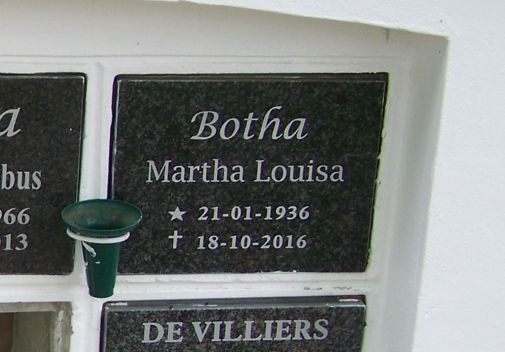 BOTHA Martha Louisa 1936-2016