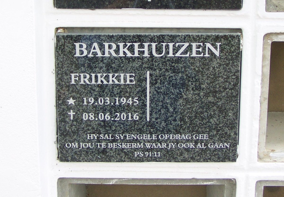 BARKHUIZEN Frikkie 1945-2016