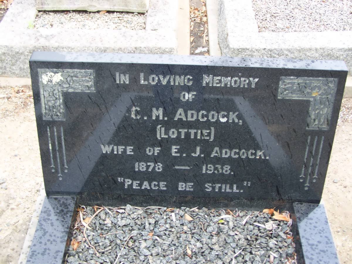 ADCOCK C.M. 1878-1938