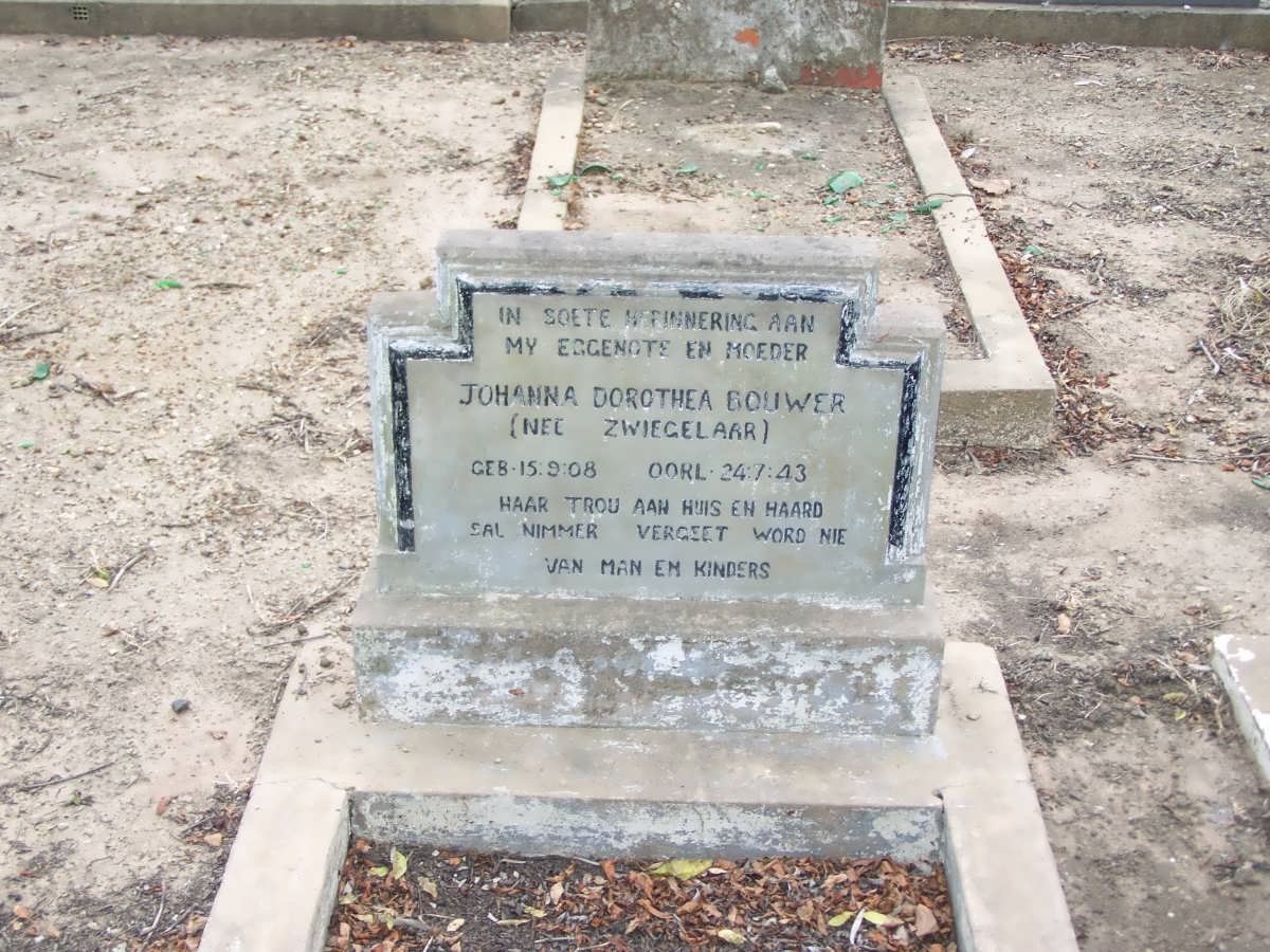 BOUWER Johanna Dorothea nee ZWIEGELAAR 1908-1943
