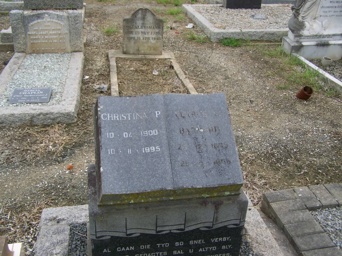 BARNARD Christina P. 1900-1995 &amp; Petrus 1885-1956