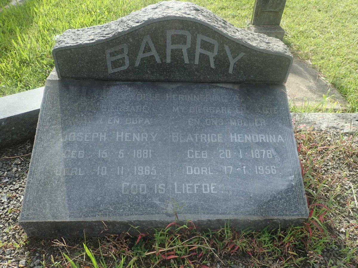 BARRY Joseph Henry 1881-1965 &amp; Beatrice Hendrina 1878-1956