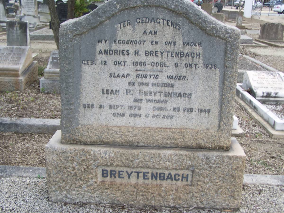 BREYTENBACH Andries 1866-1936 &amp; Leah P. WAGNER 1873-1945