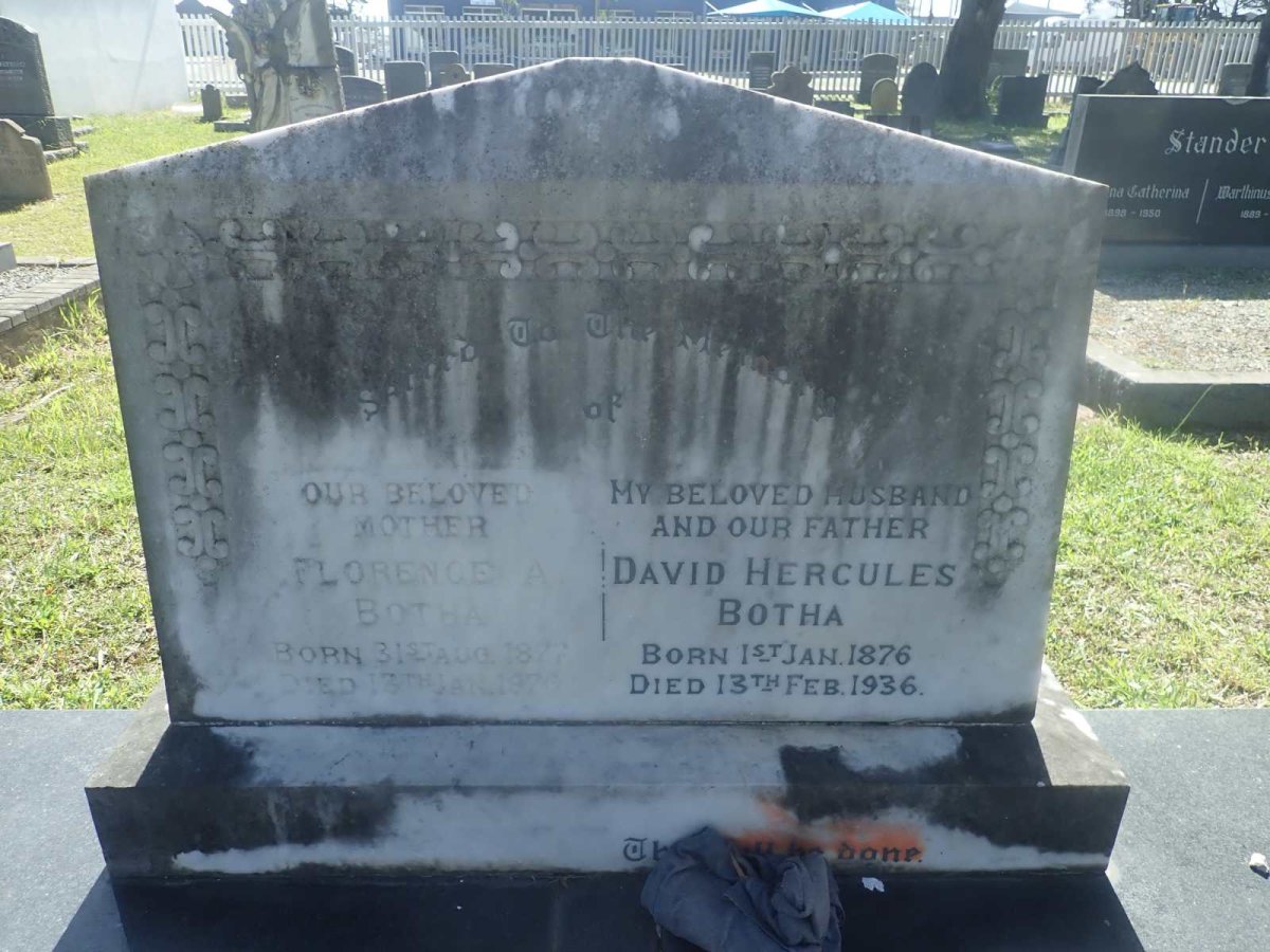 BOTHA David Hercules 1876-1936 &amp; Florence A. 1877-1976
