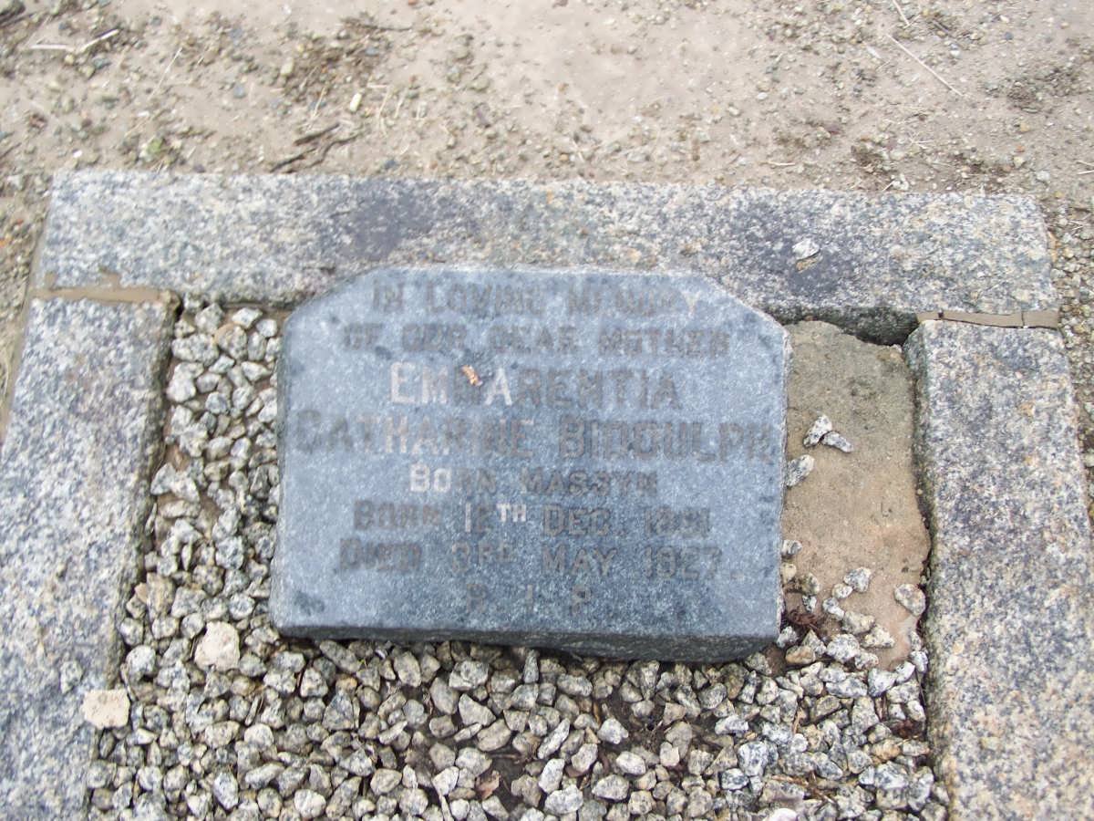 BIDDULPH Emmarentia Catharina nee MASSYN ?-1927