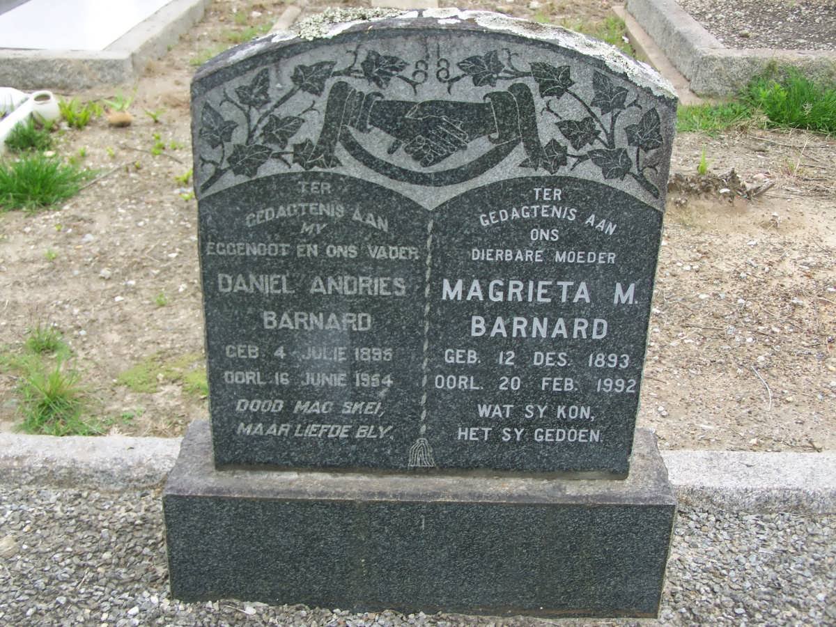 BARNARD Daniel Andries 1895-1954 &amp; Magrieta M. 1893-1992