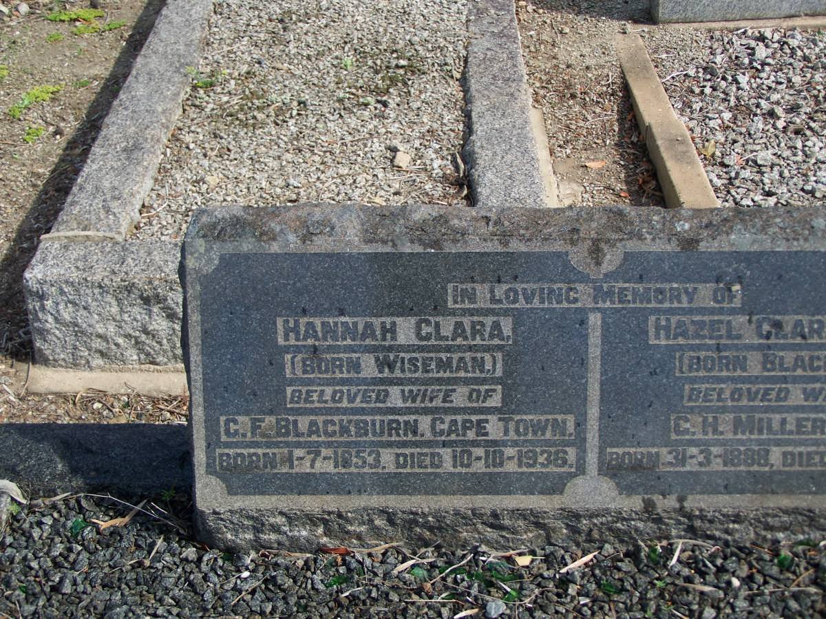 BLACKBURN Hannah Clara nee WISEMAN 1853-1936