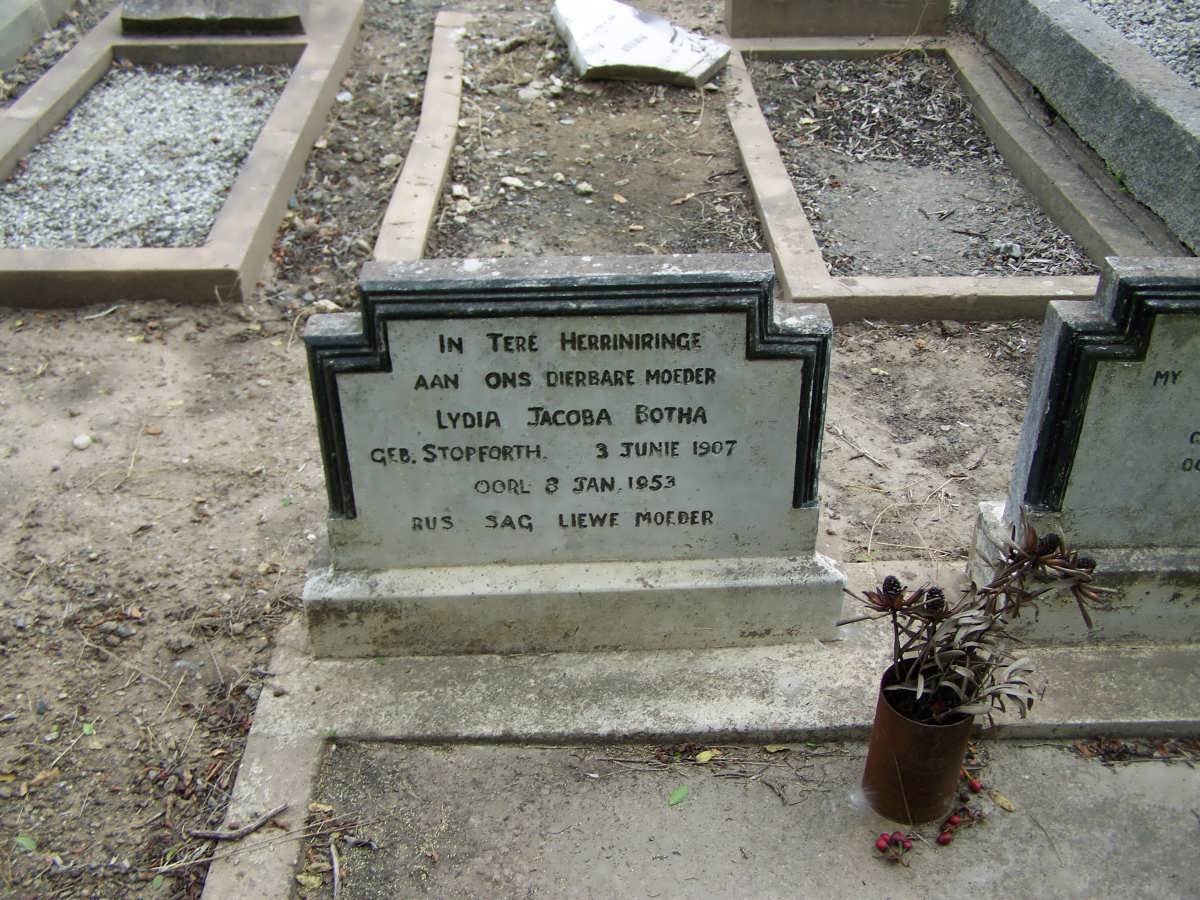 BOTHA Lydia Jacoba nee STOPFORTH 1907-1953