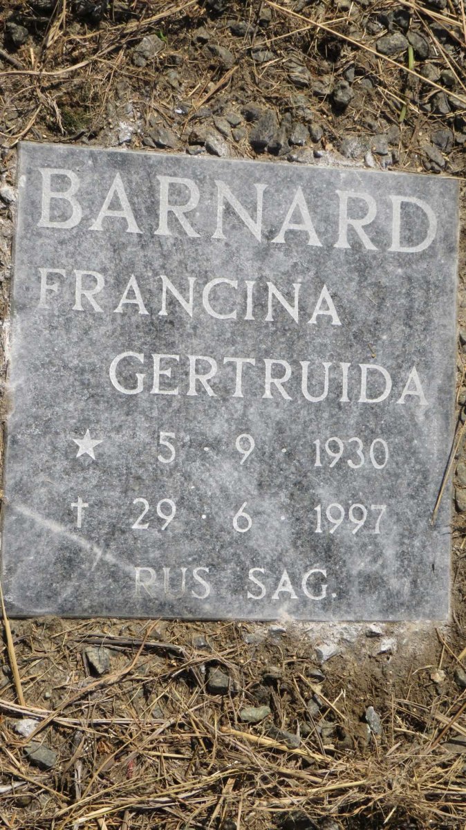 BARNARD Francina Gertruida 1930-1997