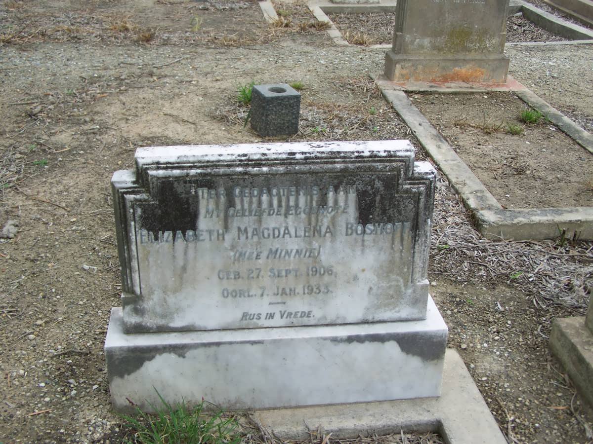 BOSHOFF Elizabeth Magdalena nee MINNIE 1906-1933