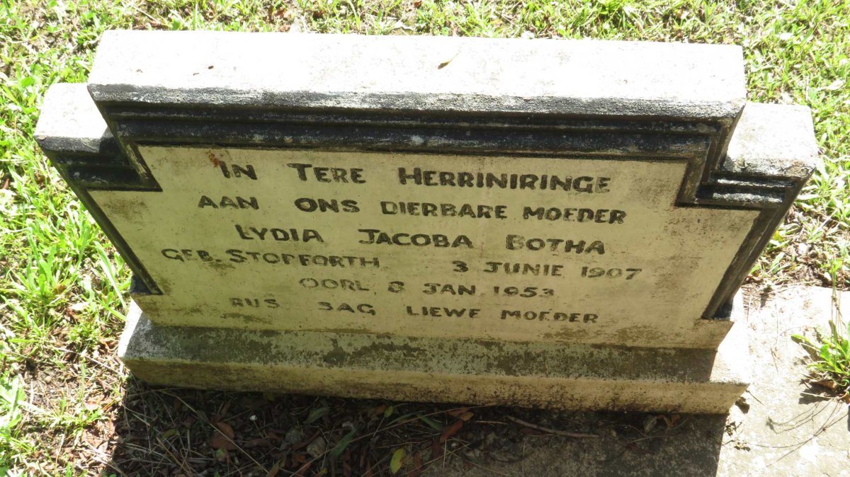 BOTHA Lydia Jacoba nee STOPFORTH 1907-1953