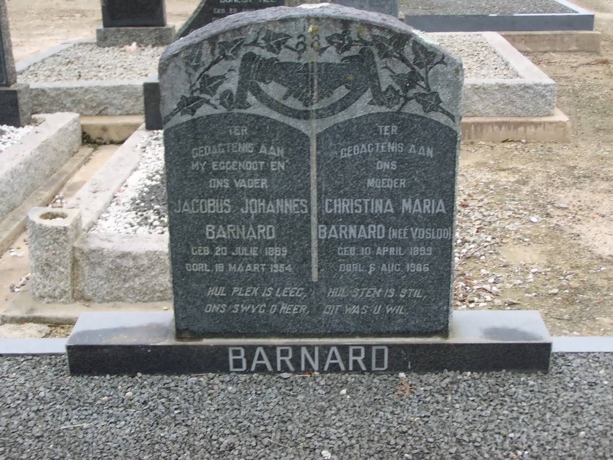 BARNARD Jacobus Johannes 1889-1954 &amp; Christina Maria VOSLOO 1899-1986
