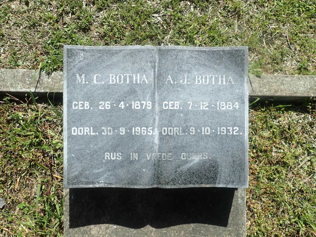 BOTHA M.C. 1879-1965 &amp; A.J. BOTHA 1884-1932