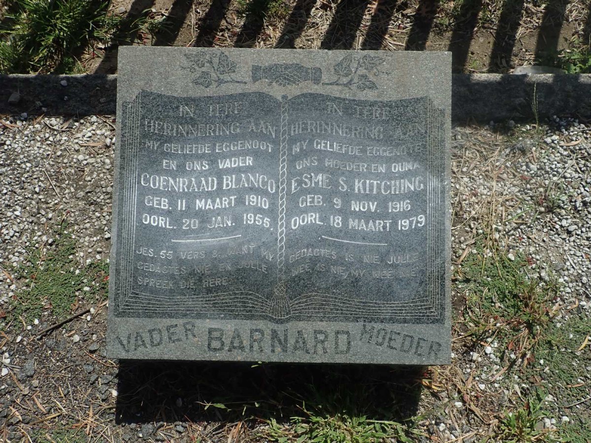 BARNARD Coenraad Blanco 1910-1955 &amp; Esme KITCHING 1916-1979