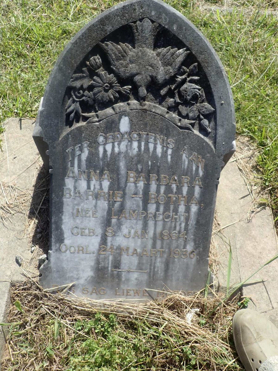 BOTHA Anna Barbara, BARRIE- nee LAMPRECHT 1864-1936